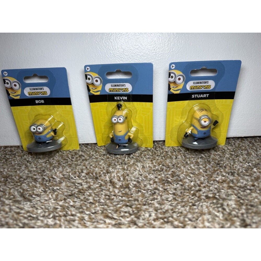 NEW Minions Bob Kevin Stuart Figure Lot of 3 2.5” Universal Illumination